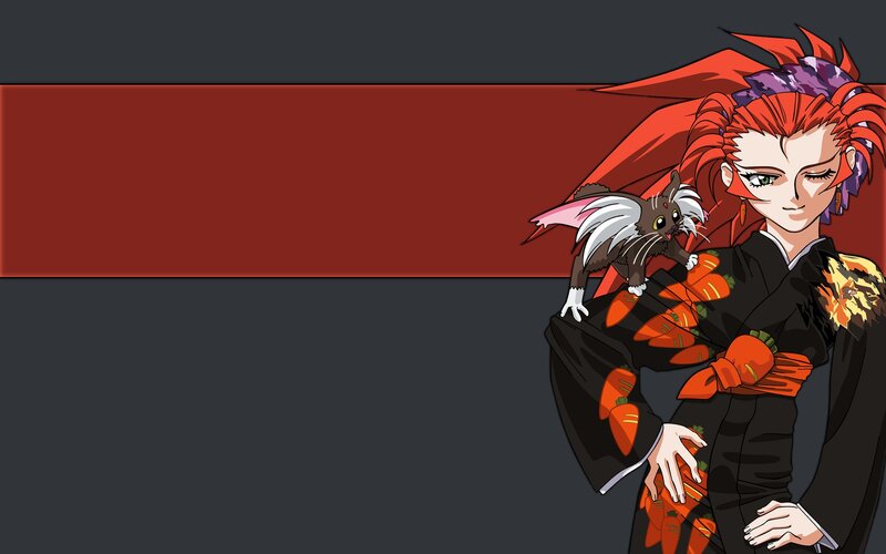 Red-haired Anime Character — Black, Confident