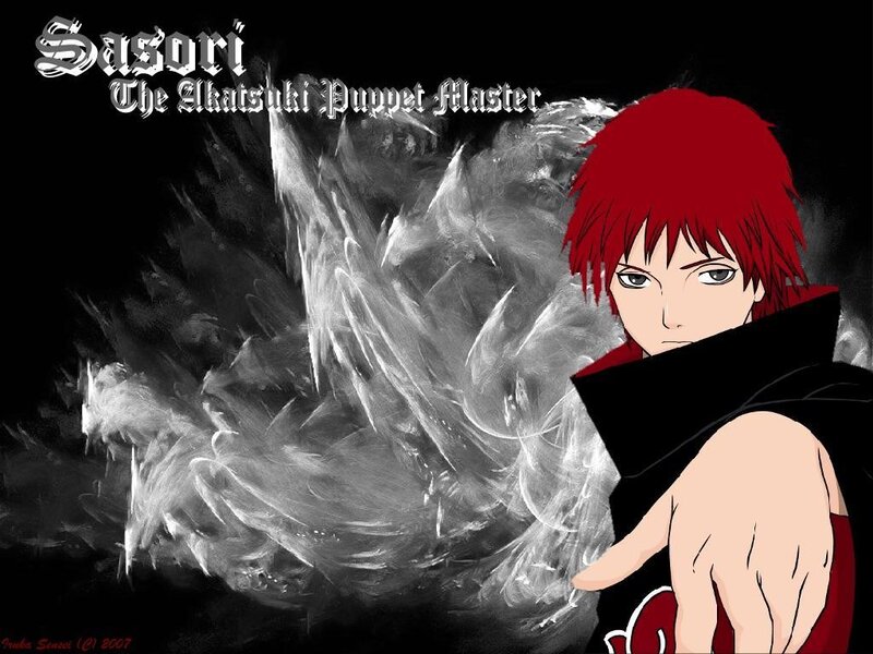 Red-haired Anime Character — Black, Dramatic, Akatsuki Cloak, Smoke
