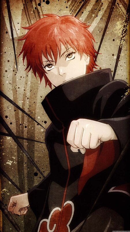 Red-haired Anime Character — Black, Dramatic, Akatsuki Cloak