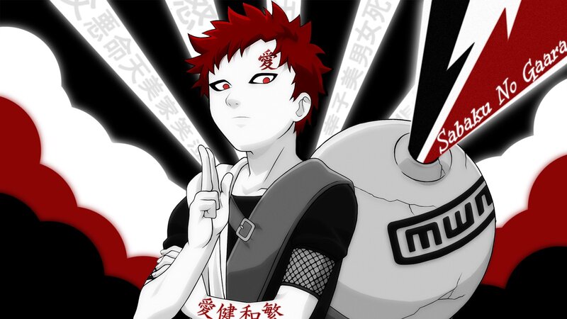 Red-haired Anime Character — Black, Dramatic, Cracked Shield