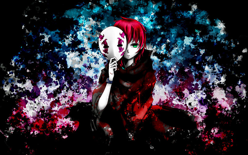 Red-haired Anime Character — Black, Dramatic, Digital Art