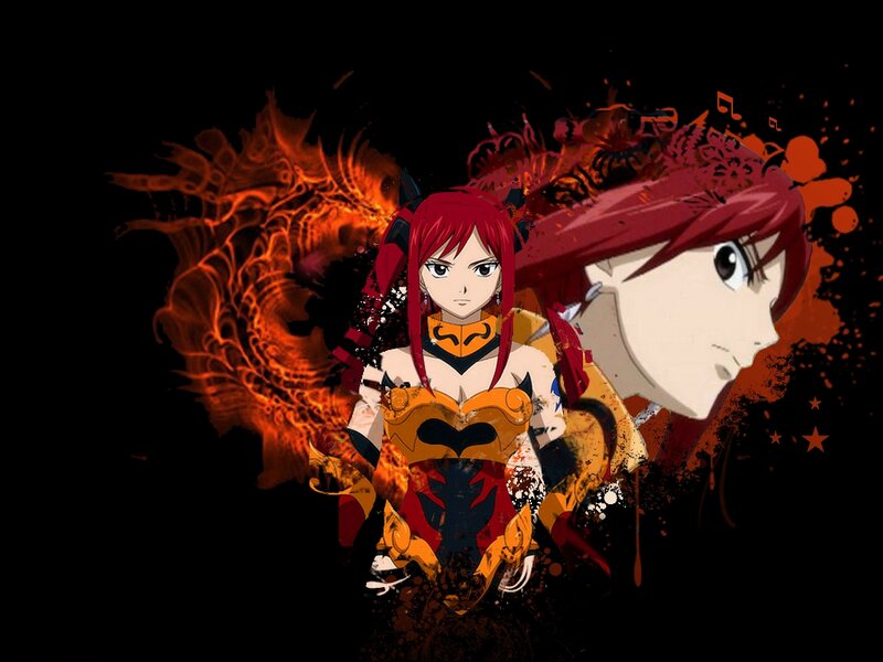 Red-haired Anime Character — Black, Dramatic, Fire, Splatter