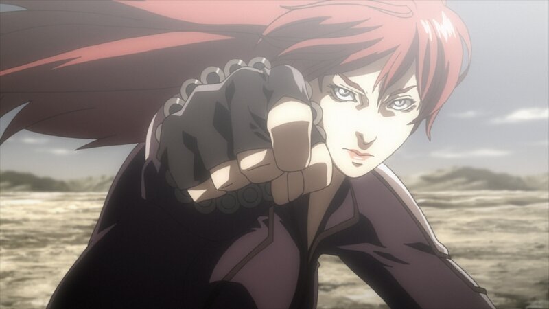 Red-haired Anime Character — Black, Dramatic, Fist