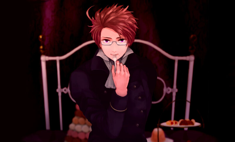 Red-haired Anime Character — Black, Dramatic, Night, Glasses
