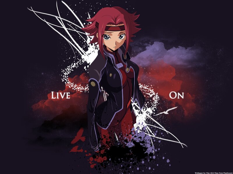 Red-haired Anime Character — Black, Dramatic, Text