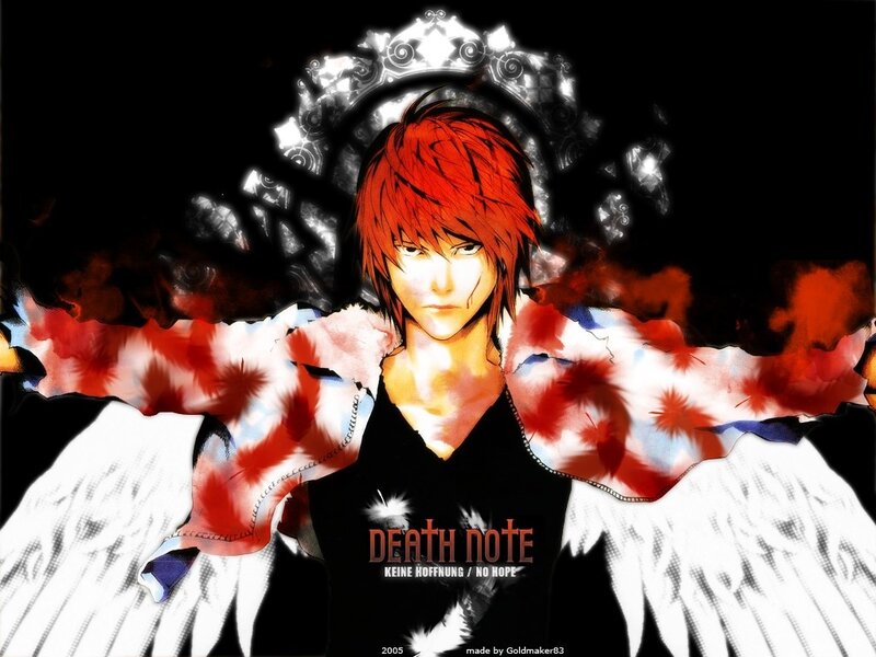 Red-haired Anime Character — Black, Dramatic, Wings