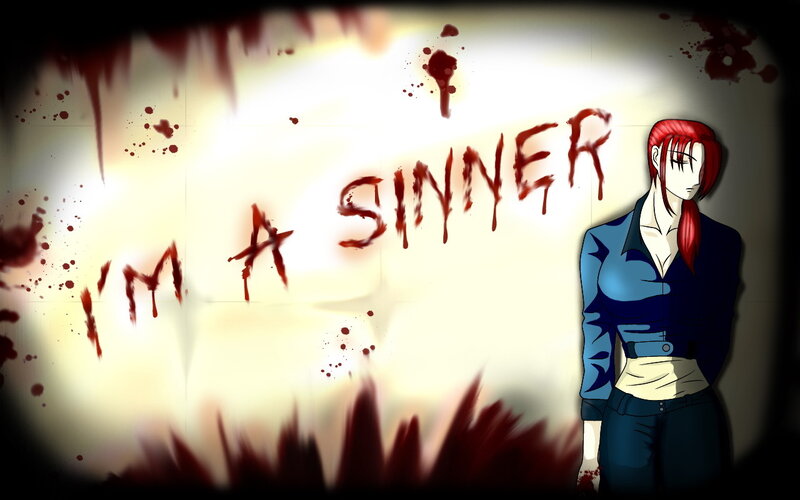 Red-haired Anime Character — Blue, Dramatic, Dark