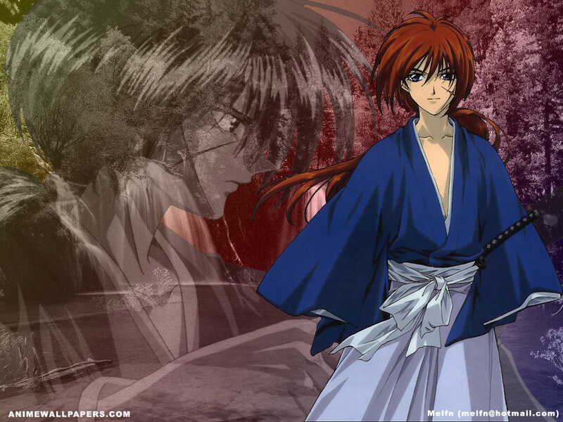 Red-haired Anime Character — Blue, Dramatic, Sword
