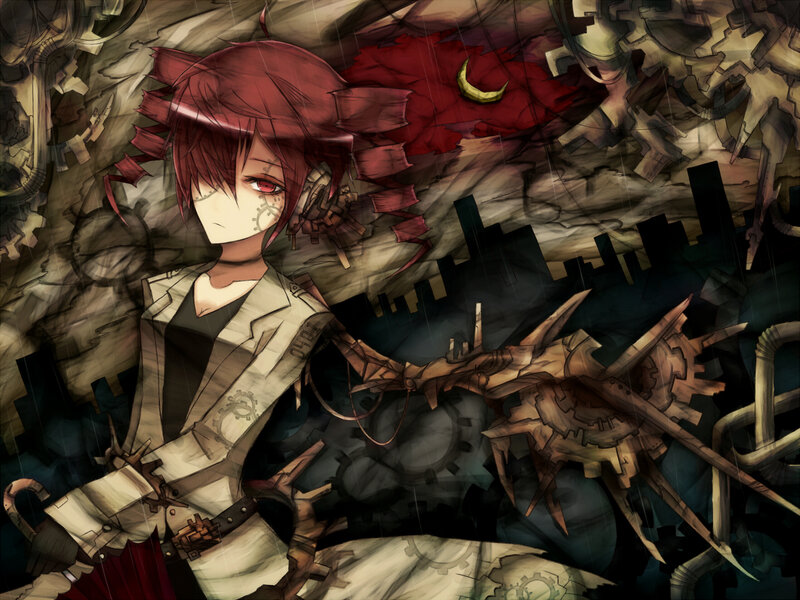 Red-haired Anime Character — Brown, Dramatic, Night
