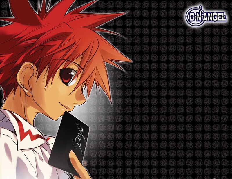 red-haired anime character holding book