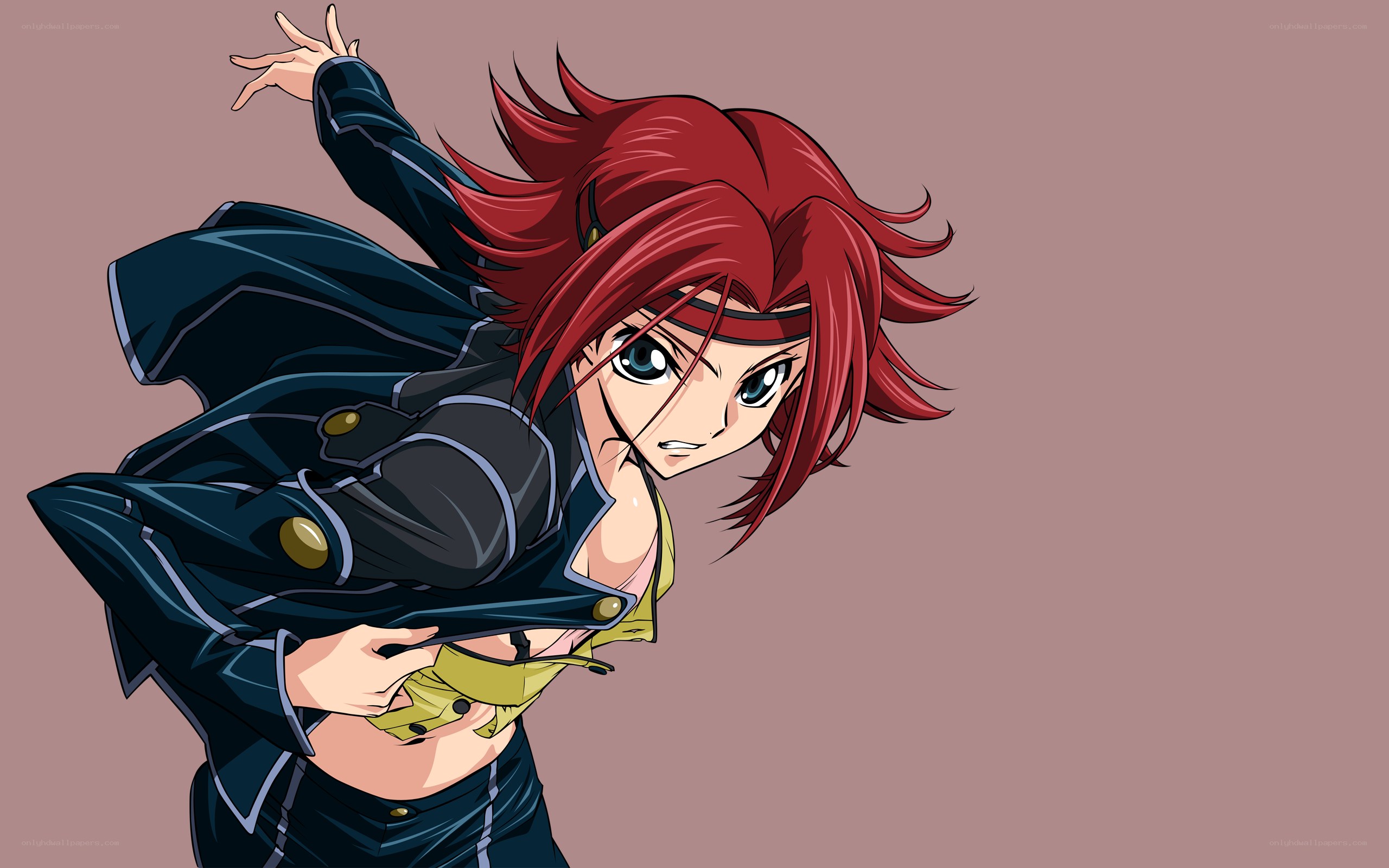 red-haired anime character in action