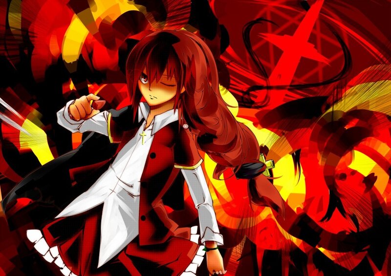 red-haired anime character in action
