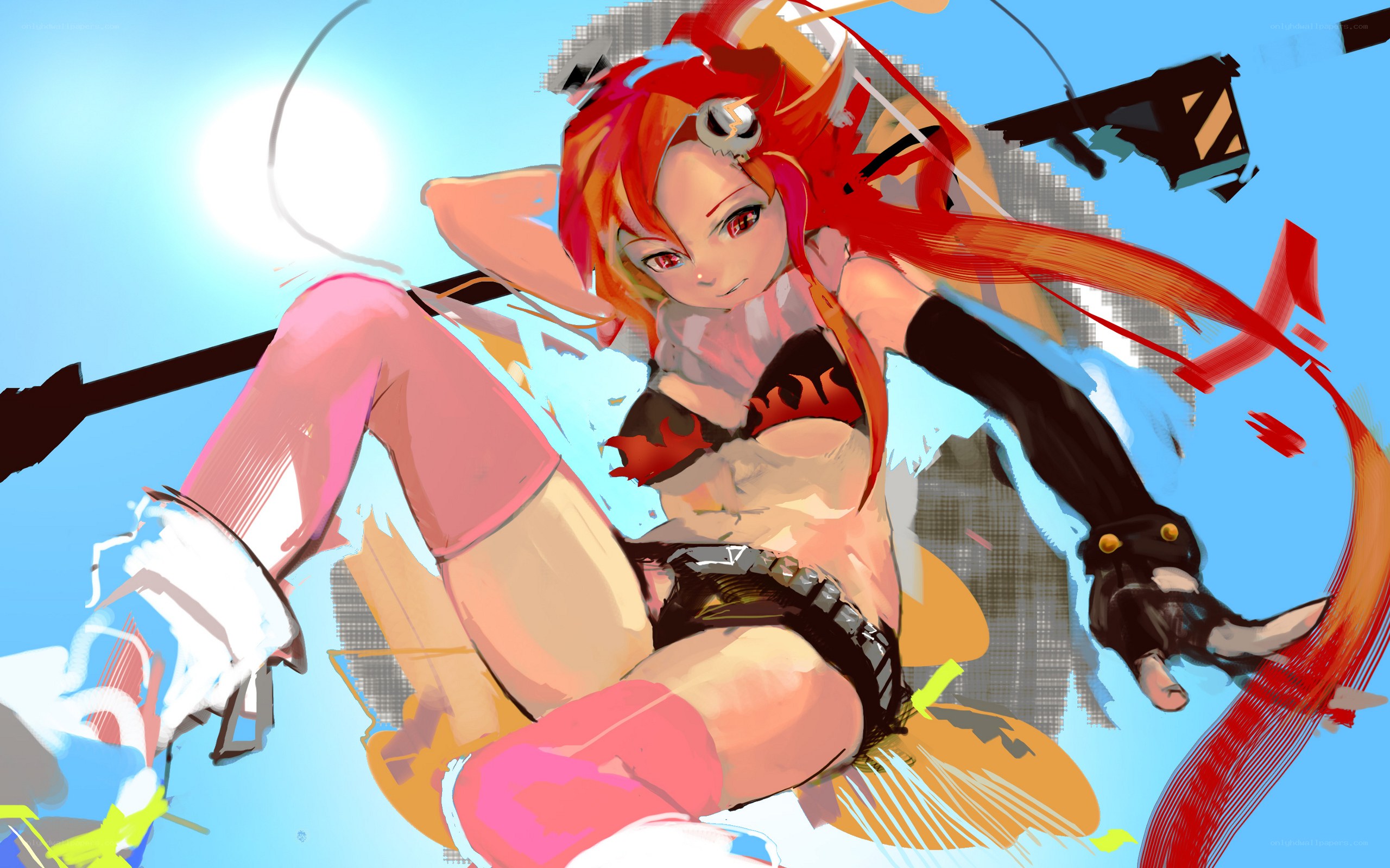 red-haired anime character in action