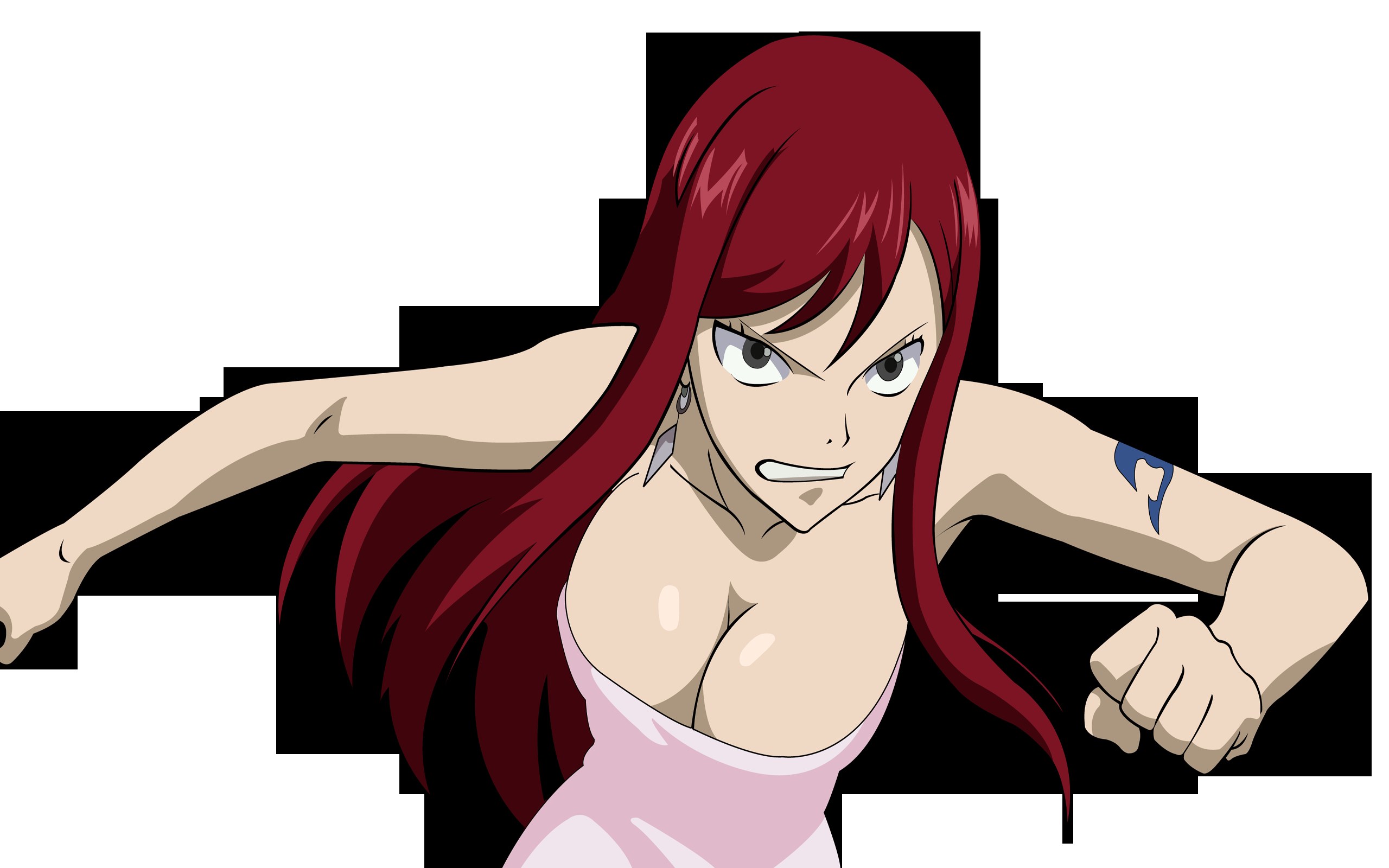 red-haired anime character in action