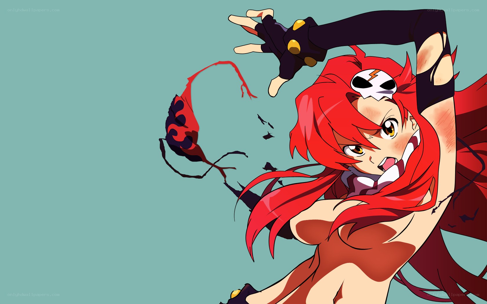 red-haired anime character in action