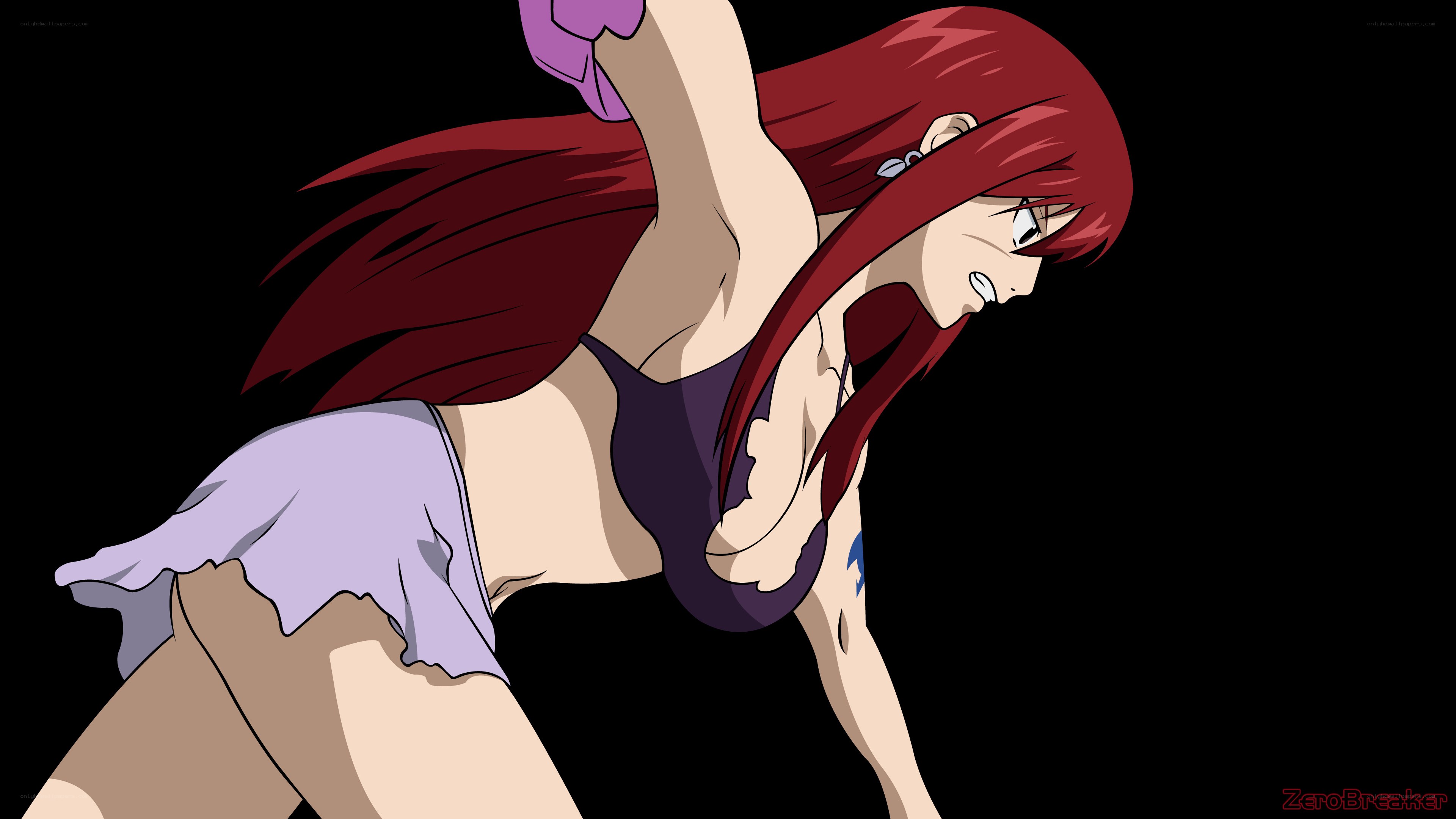 red-haired anime character in action