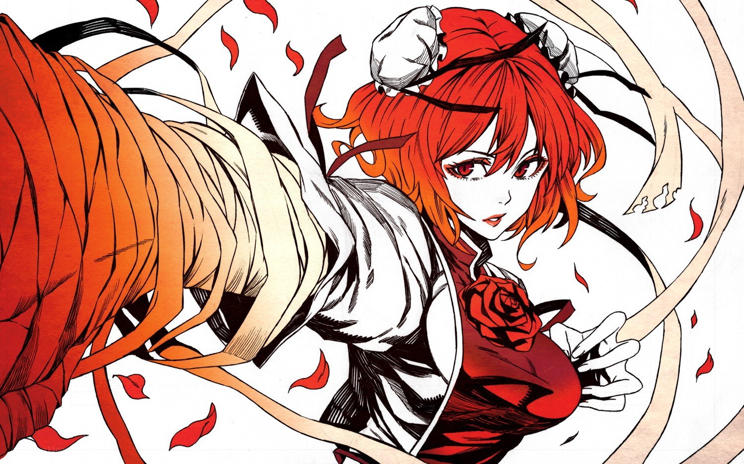 red-haired anime character in action