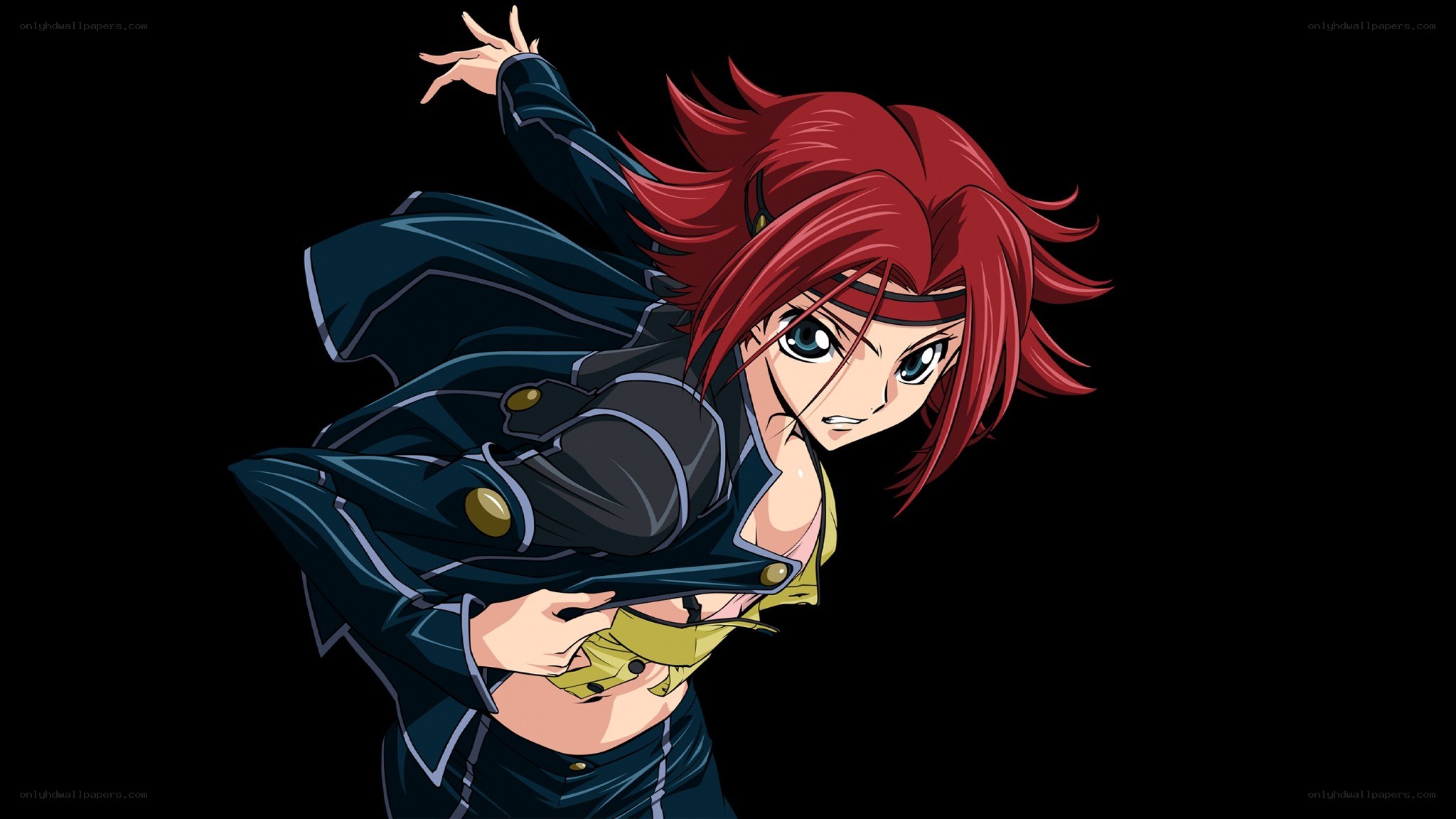 red-haired anime character in action