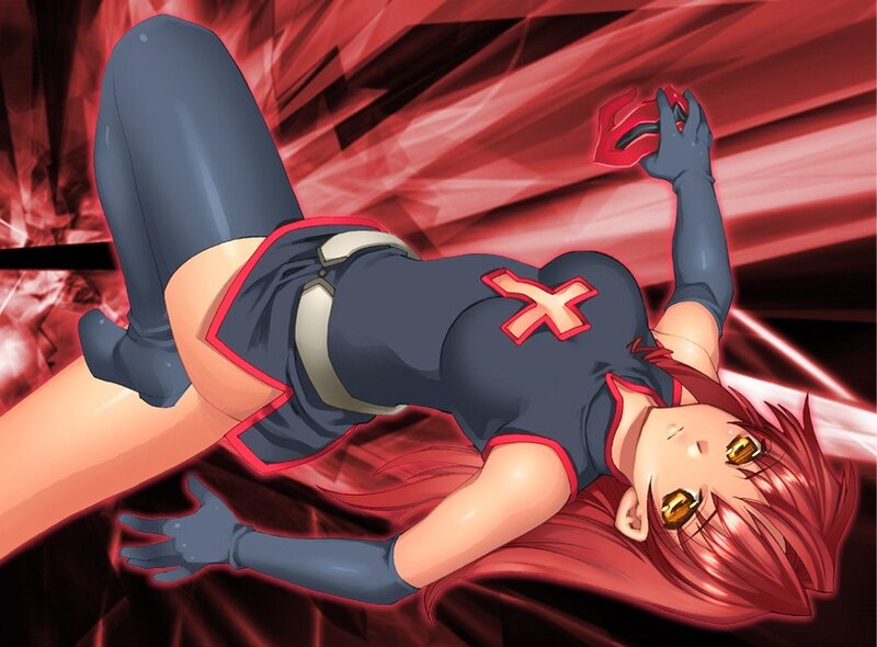 Red-haired anime character in action pose