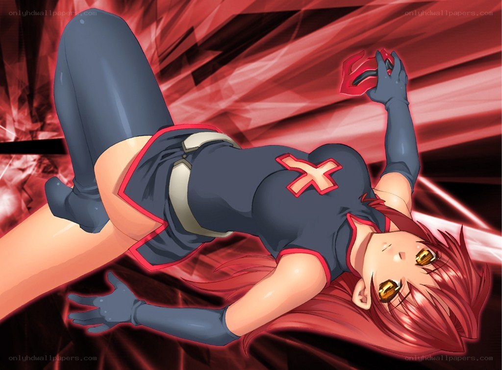 Red-haired anime character in action pose