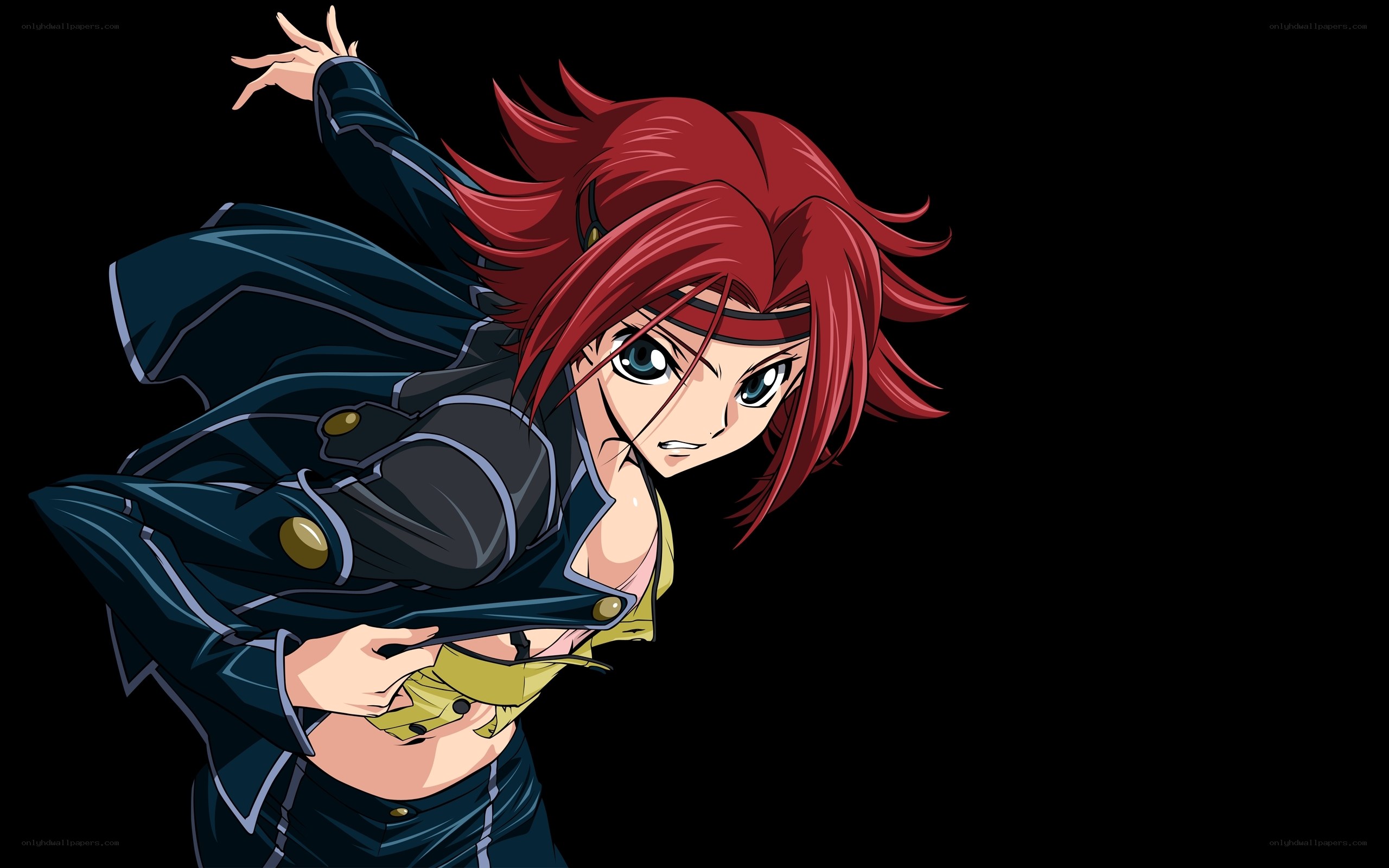 red-haired anime character in action