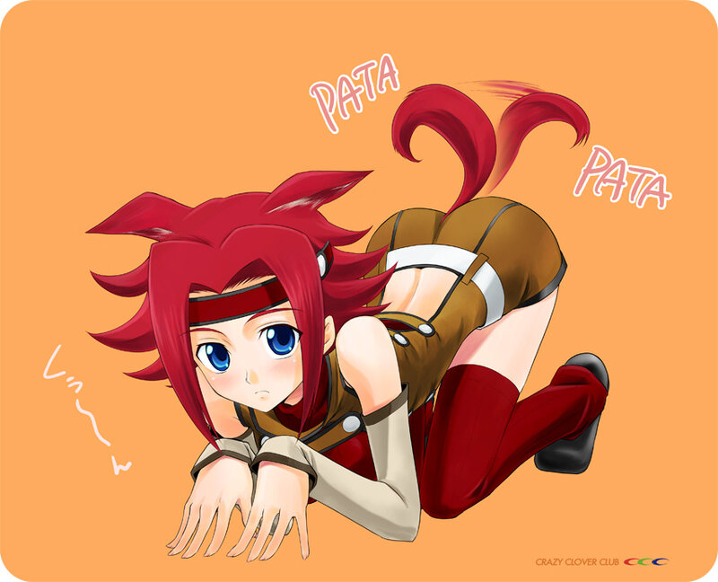 Red-haired anime character in dynamic pose
