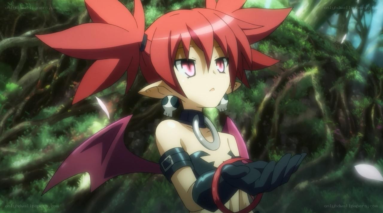red-haired anime character in forest