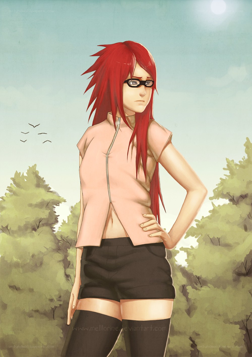 Red-haired anime character in glasses