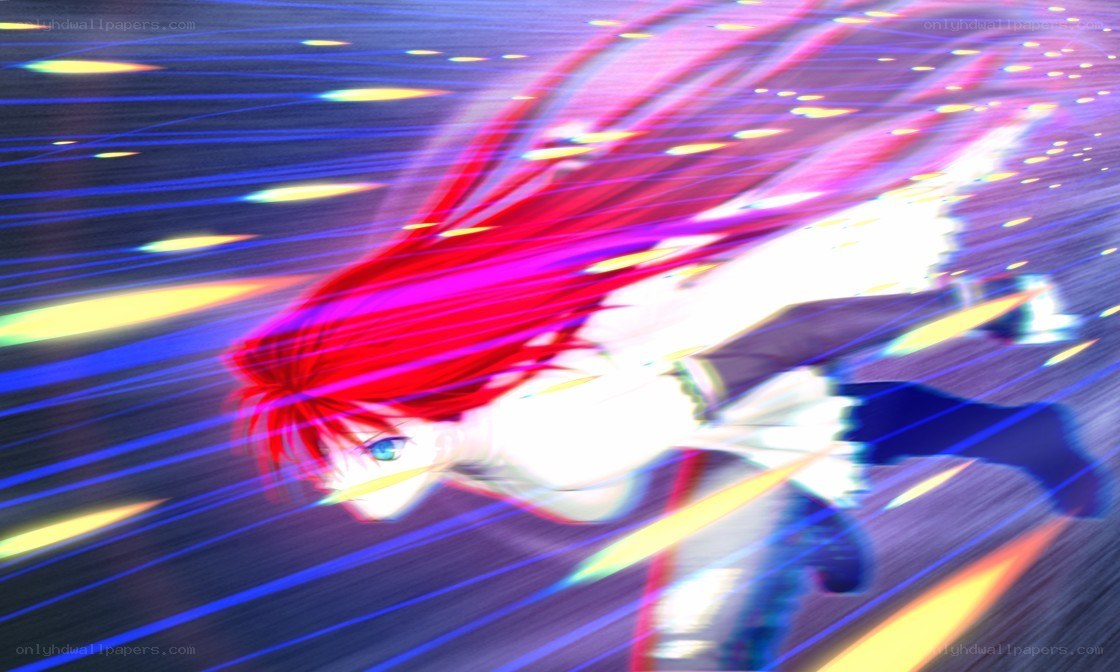 red-haired anime character in motion