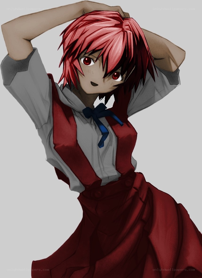 red-haired anime character in school uniform