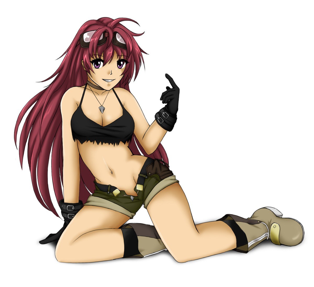 red-haired anime character kneeling