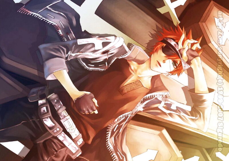 red-haired anime character lying down