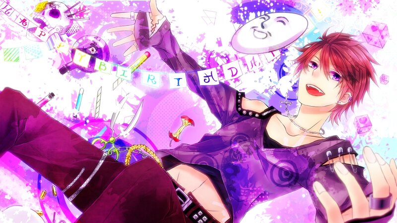 Red-haired Anime Character — Purple, Festive