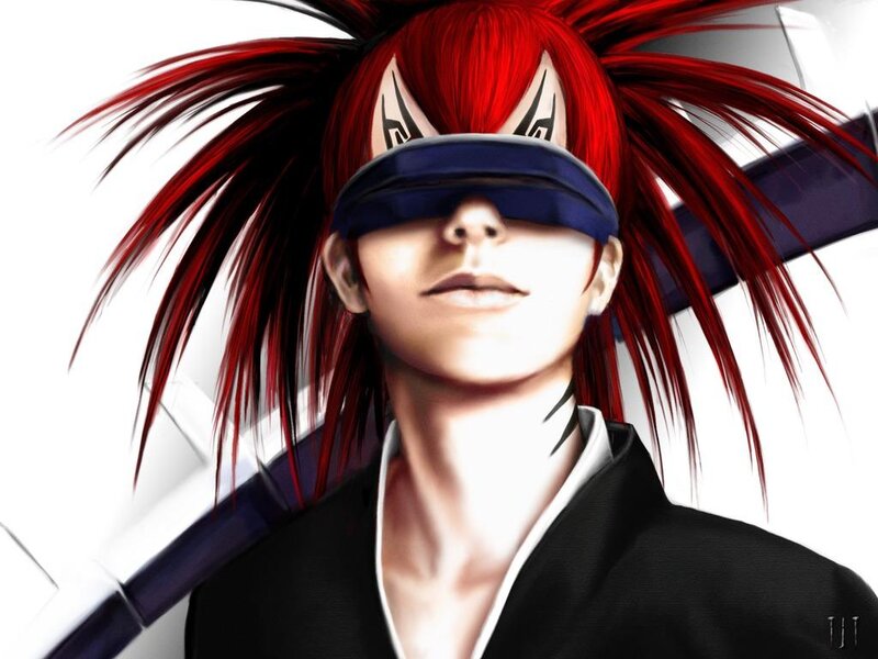 Red-haired Anime Character — Red, Dramatic, Blindfold
