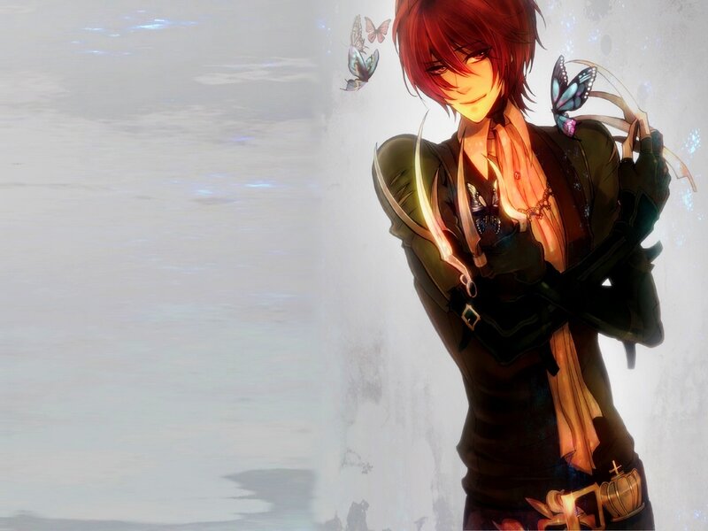 Red-haired Anime Character — Red, Dramatic, Butterflies