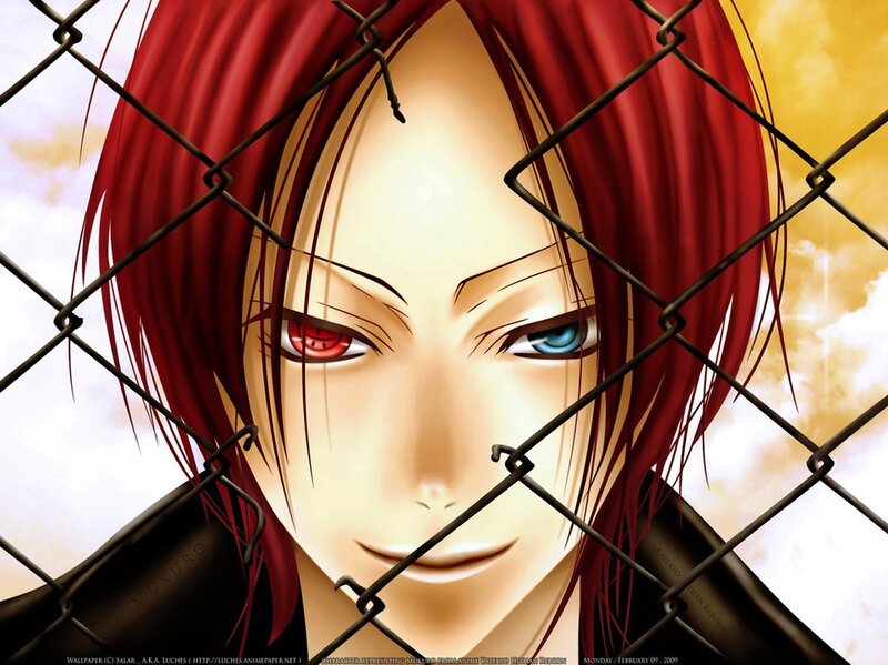 Red-haired Anime Character — Red, Dramatic, Chain-link Fence