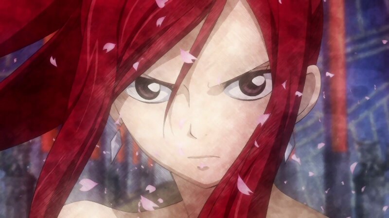 Red-haired Anime Character — Red, Dramatic, Cherry Blossoms