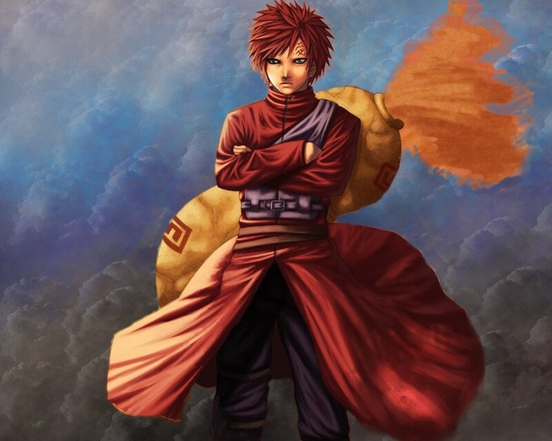 Red-haired Anime Character — Red, Dramatic, Clouds