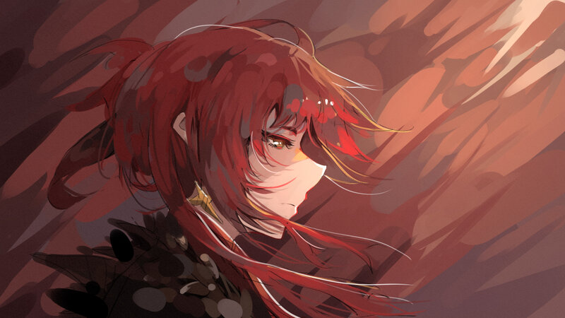 Red-haired Anime Character — Red, Dramatic, Digital Art, Hair