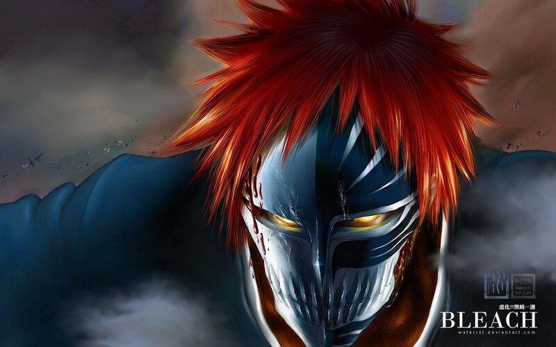 Red-haired Anime Character — Red, Dramatic, Digital Art, Mask