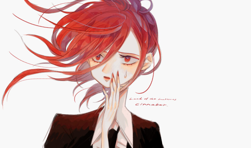 Red-haired Anime Character — Red, Dramatic, Digital Art, Tear