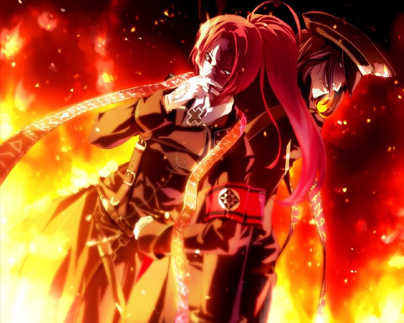 Red-haired Anime Character — Red, Dramatic, Fire, Sword