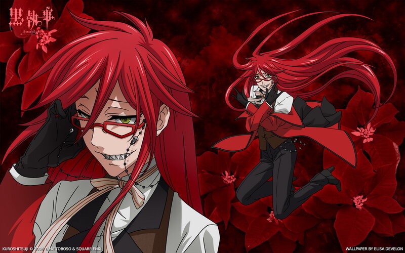 Red-haired Anime Character — Red, Dramatic, Glasses, Flowers