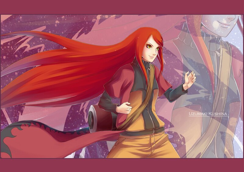 Red-haired Anime Character — Red, Dramatic, Long Red Hair, Scroll