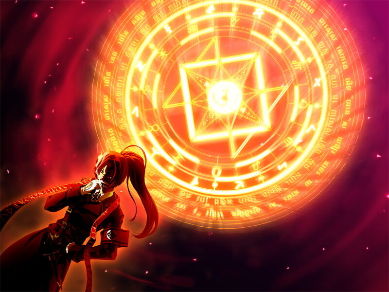 Red-haired Anime Character — Red, Dramatic, Magic Circle