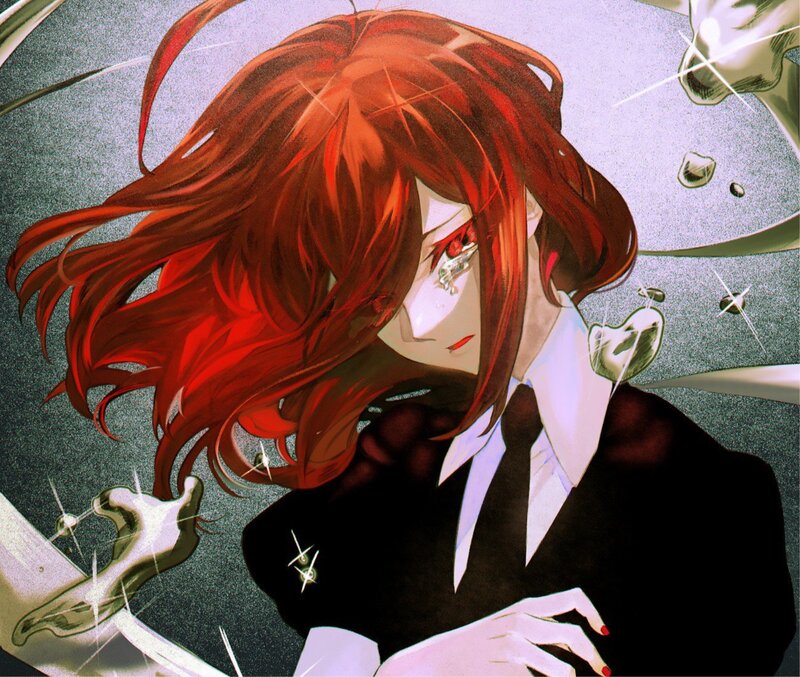 Red-haired Anime Character — Red, Dramatic, Manga, Blood, Suit