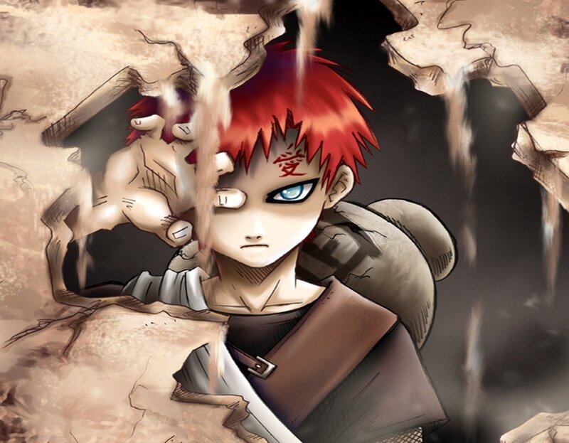 Red-haired Anime Character — Red, Dramatic, Manga, Rock Debris