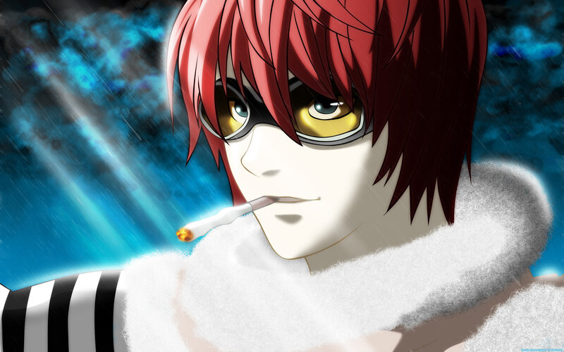 Red-haired Anime Character — Red, Dramatic, Night, Cigarette, Glasses