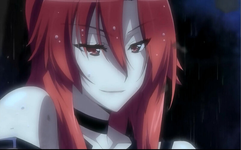 Red-haired Anime Character — Red, Dramatic, Night, Rain