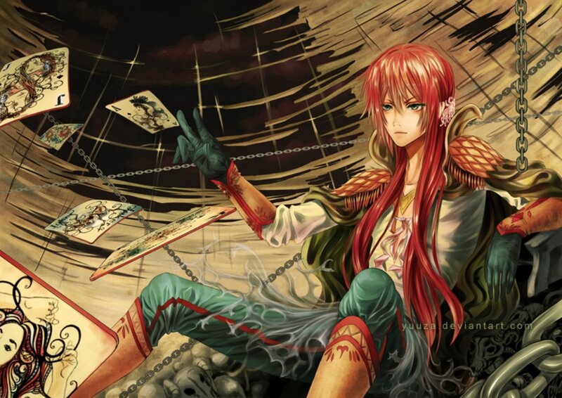 Red-haired Anime Character — Red, Dramatic, Playing Cards